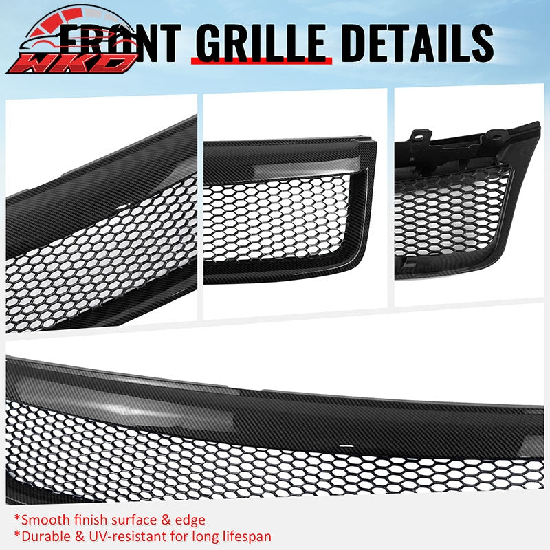 Fits 09-13 Subaru Forester Carbon Fiber Print Honeycomb Style Upper Grille ABS