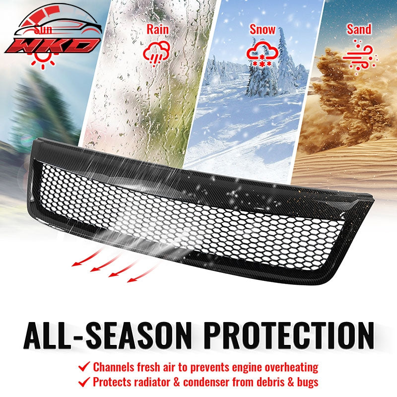 Fits 09-13 Subaru Forester Carbon Fiber Print Honeycomb Style Upper Grille ABS