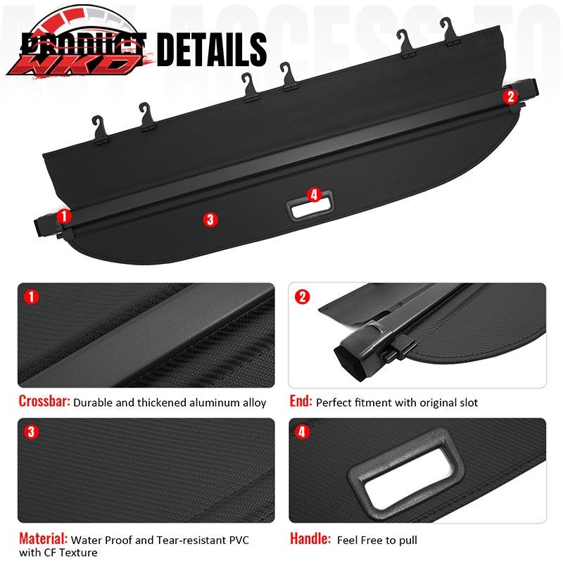 Fits 25-26 Subaru Forester Retractable Rear Cargo Cover Carbon Fiber Texture