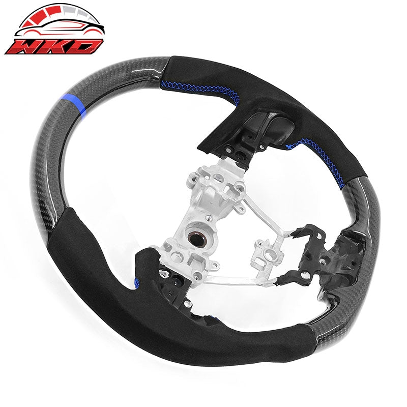 Wholesale 17-23 Impreza Carbon Fiber Steering Wheel Alcantara Blue Stitch & Indicator - Wikond Auto
