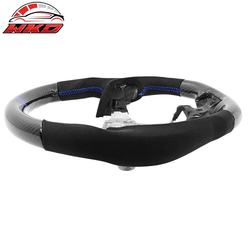 Wholesale 17-23 Impreza Carbon Fiber Steering Wheel Alcantara Blue Stitch & Indicator - Wikond Auto