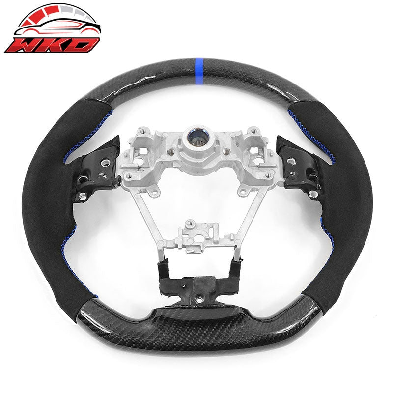 Wholesale 17-23 Impreza Carbon Fiber Steering Wheel Alcantara Blue Stitch & Indicator - Wikond Auto