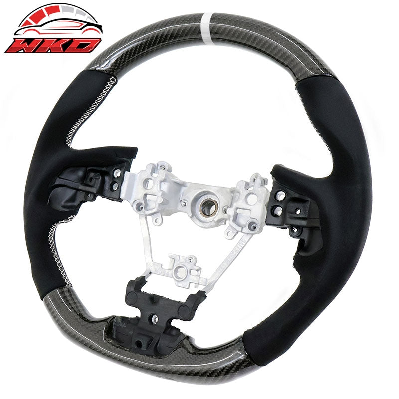 Wholesale 17-23 Impreza Carbon Fiber Steering Wheel Alcantara White Stitch w/ Ring
