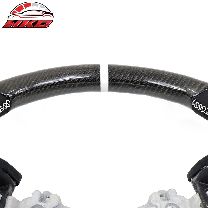 Fits 17-23 Impreza Carbon Fiber Steering Wheel Alcantara White Stitch w/ Ring
