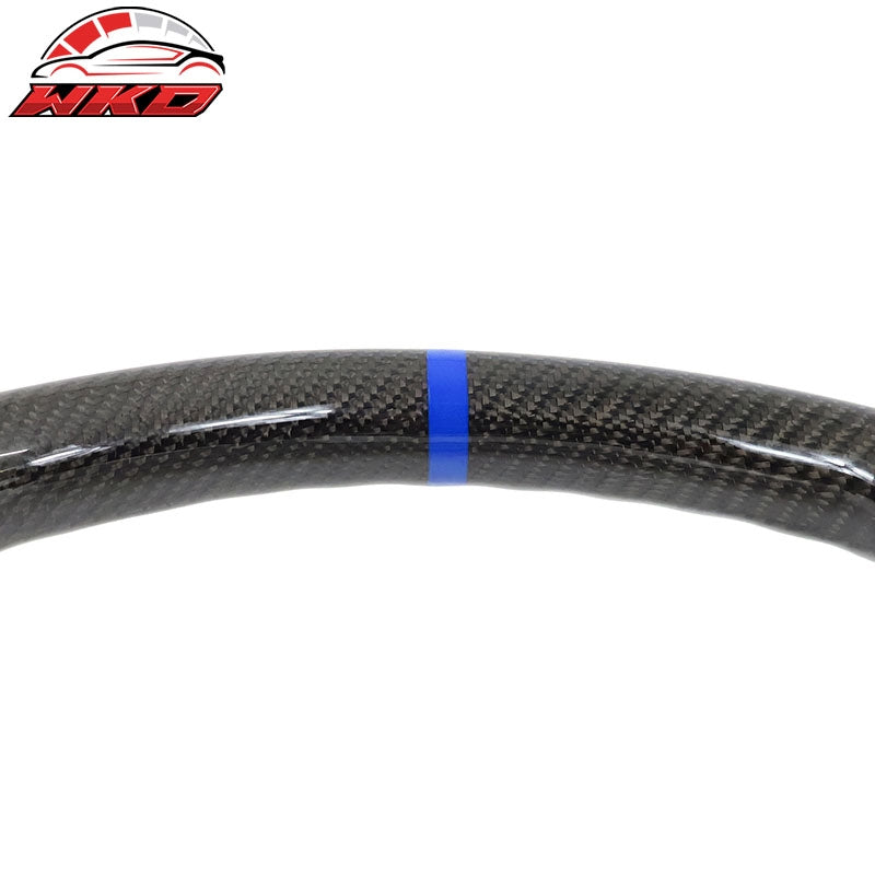 Fits 17-23 Impreza Carbon Fiber Leather Steering Wheel Blue Stitch & Indicator