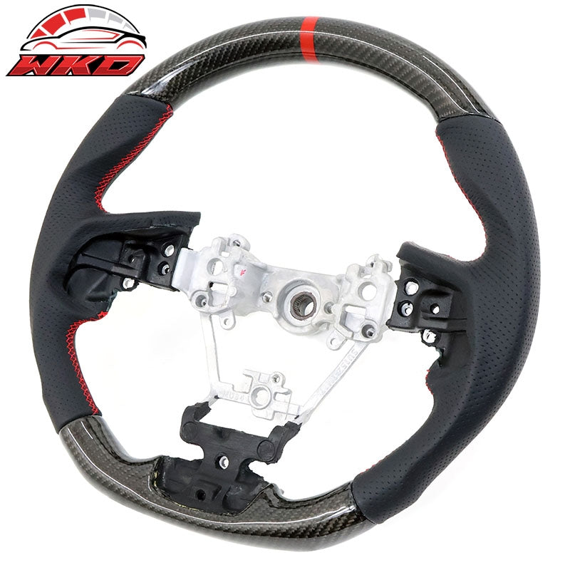 Wholesale 17-23 Impreza Carbon Fiber Leather Steering Wheel Red Stitch & Indicator