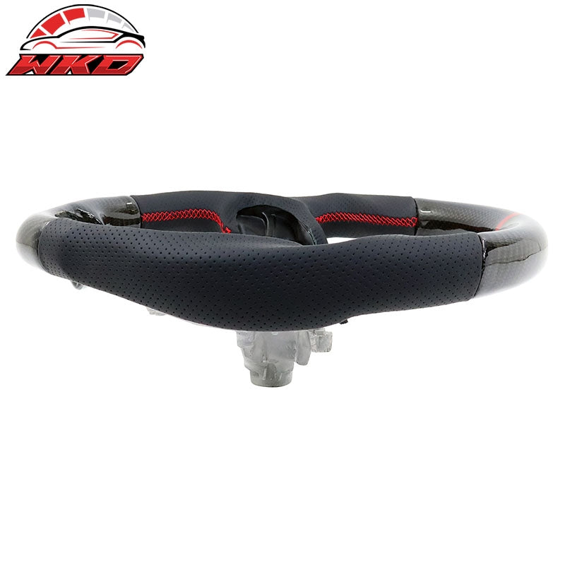Fits 17-23 Impreza Carbon Fiber Leather Steering Wheel Red Stitch & Indicator
