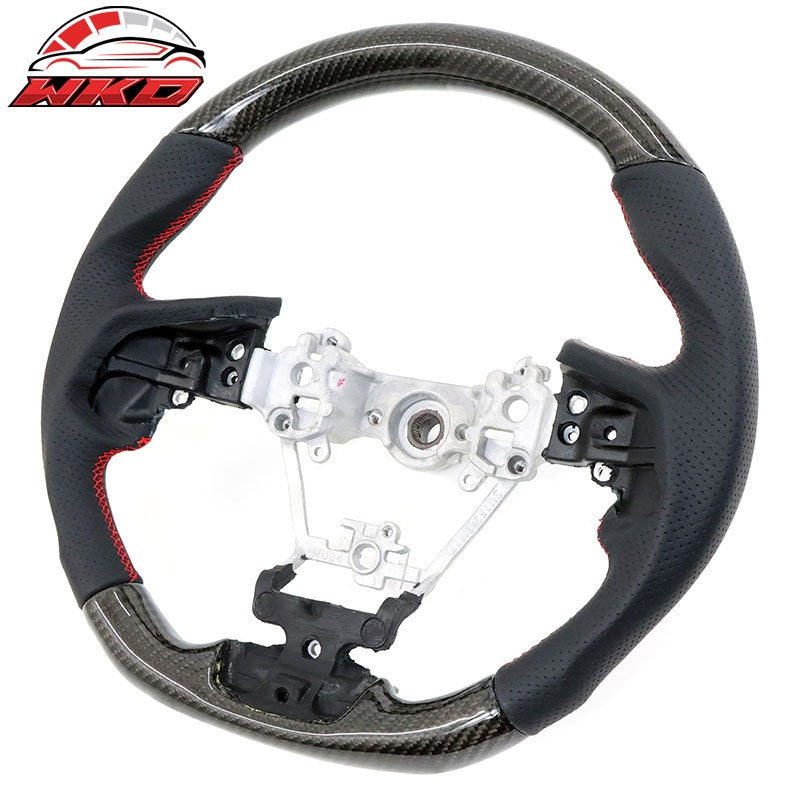 Wholesale 17-23 Impreza Carbon Fiber Perforated Leather Steering Wheel Red Stitch