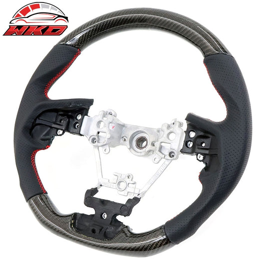 Wholesale 17-23 Impreza Carbon Fiber Perforated Leather Steering Wheel Red Stitch