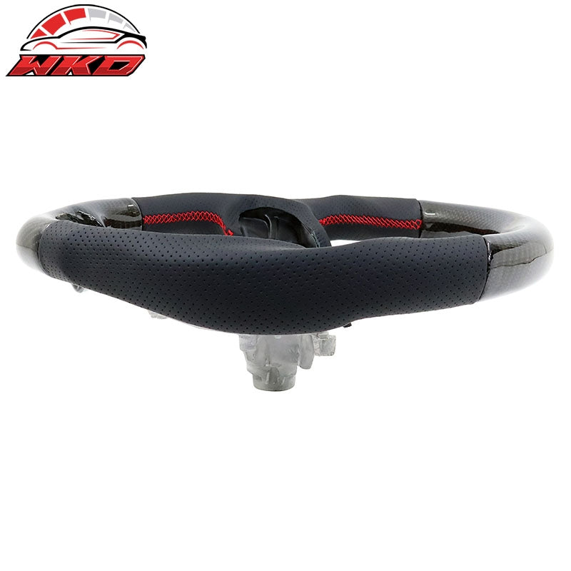 Fits 17-23 Impreza Carbon Fiber Perforated Leather Steering Wheel Red Stitch
