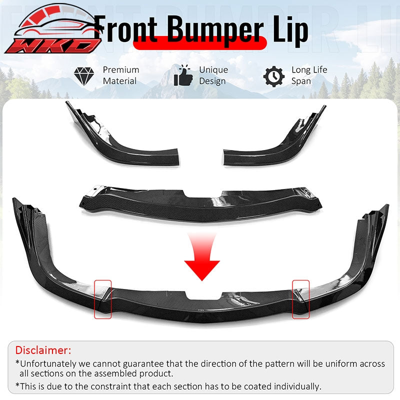 Wholesale For 06-07 Subaru Impreza WRX CS2 Style Front Bumper Lip Carbon Fiber Print 3PCS - Wikond Auto