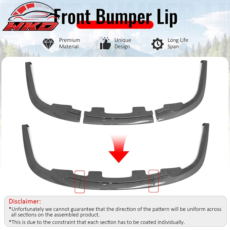 Wholesale 06-07 Subaru Impreza WRX Front Bumper Lip Spoiler 3PCS Carbon Fiber Print - Wikond Auto