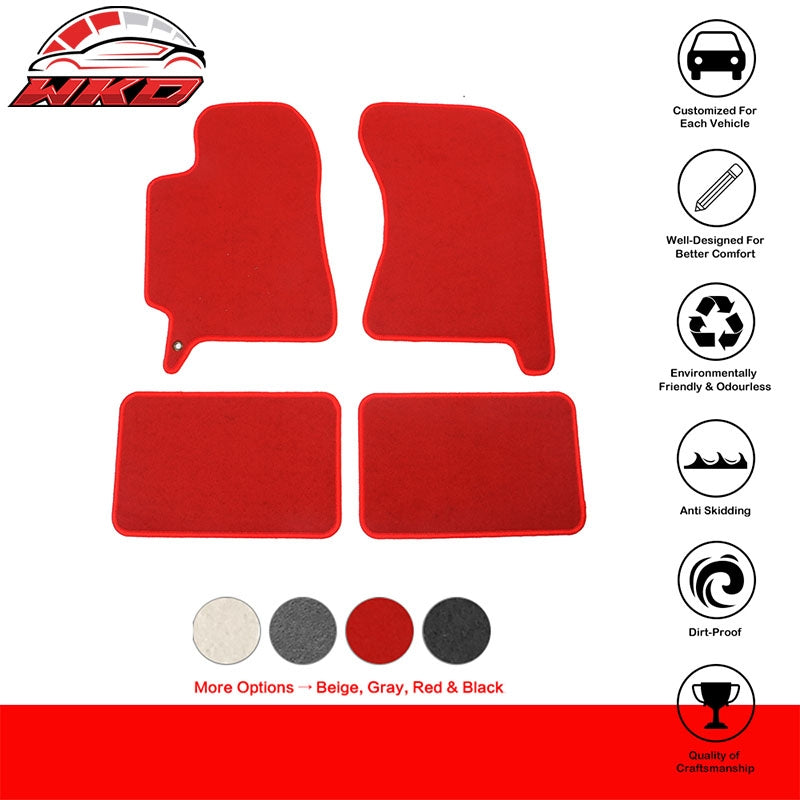 Fits 02-07 Subaru Impreza WRX STI Floor Mats Front Rear Nylon Red Carpet 4PC Set