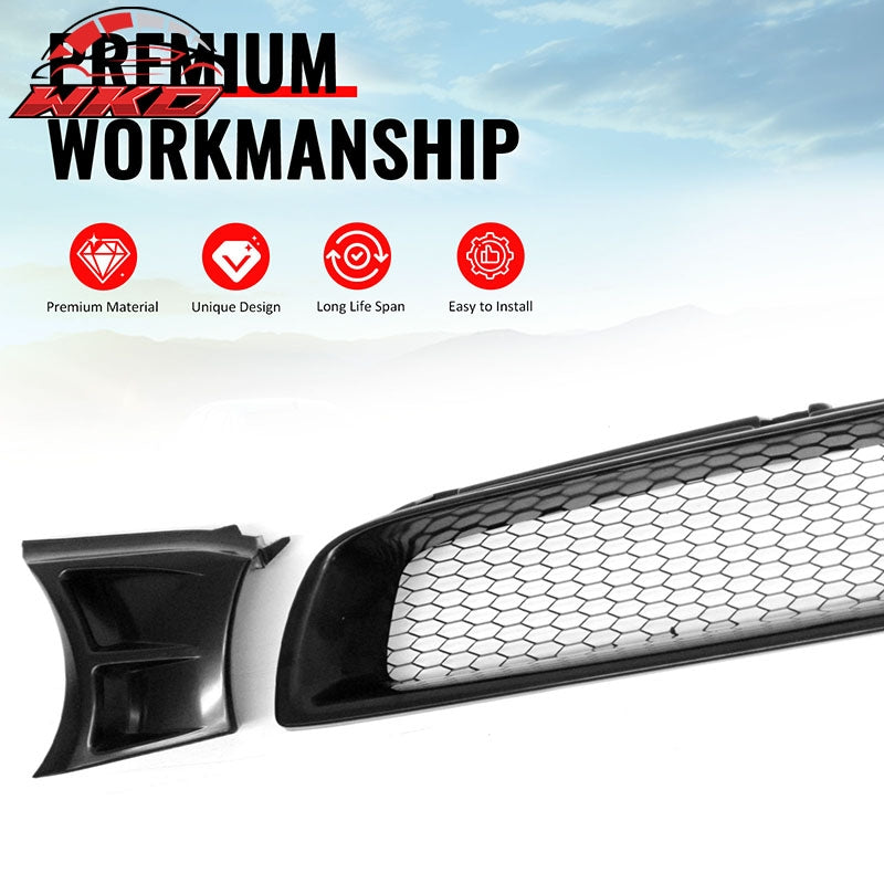 Fits 02-03 Subaru Impreza WRX STI Grille Mesh Hood Upper Grill Black Assembly