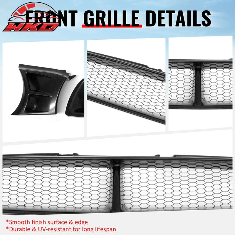 Fits 02-03 Subaru Impreza WRX STI Grille Mesh Hood Upper Grill Black Assembly