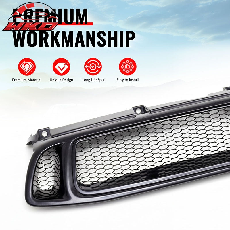 Fits 04-05 Subaru Impreza WRX STI Grille Mesh Hood Upper Grill Black Assembly