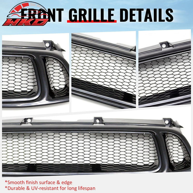 Fits 04-05 Subaru Impreza WRX STI Grille Mesh Hood Upper Grill Black Assembly