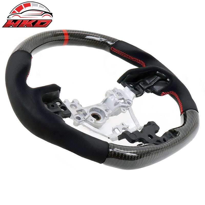 Fits 17-23 Subaru Impreza XV Steering Wheel Red Stitch W/Indicator Carbon Fiber