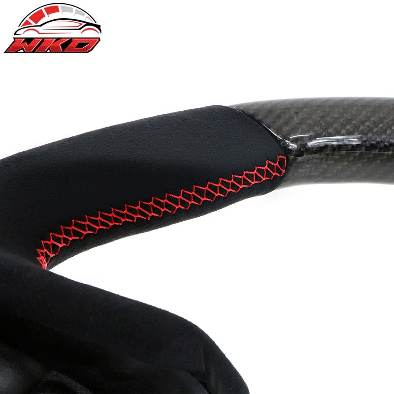 Fits 17-23 Subaru Impreza XV Steering Wheel Red Stitch W/Indicator Carbon Fiber