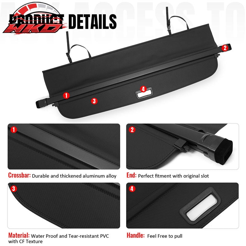 Fits 10-14 Subaru Outback Retractable Rear Cargo Cover Carbon Fiber Texture