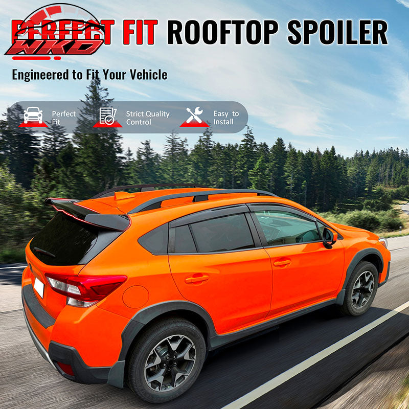Fits 18-23 Crosstrek & 17-23 Impreza Hatchback IKON Roof Spoiler Gloss Black ABS