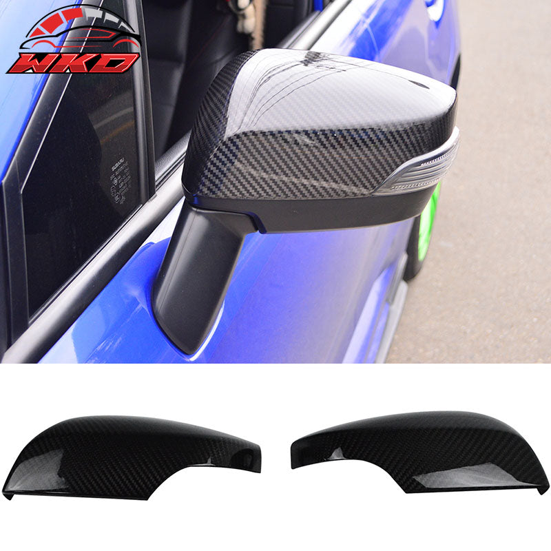 Fits 15-21 Subaru WRX STI Side Rear View Mirror Cover Trim - Carbon Fiber CF