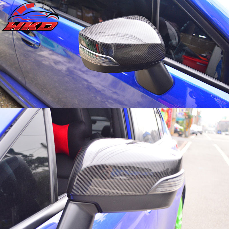 Fits 15-21 Subaru WRX STI Side Rear View Mirror Cover Trim - Carbon Fiber CF