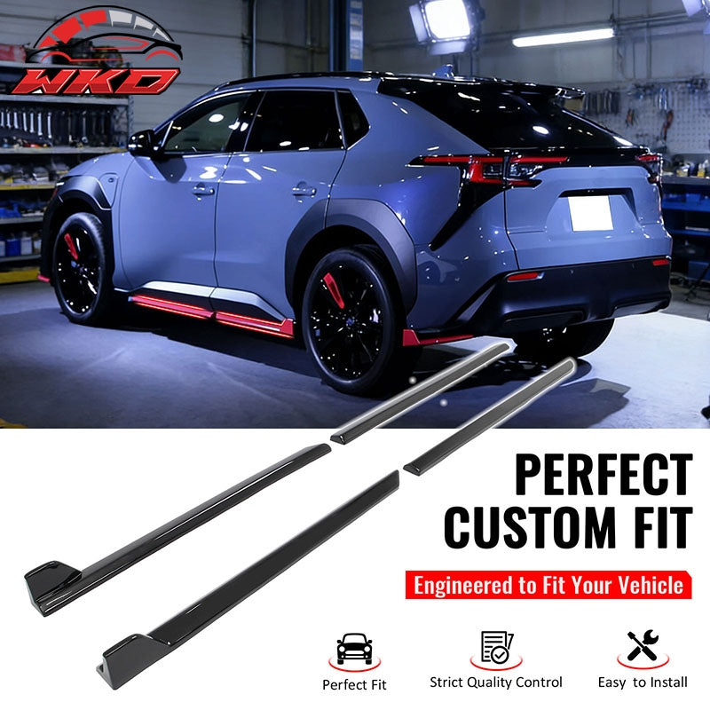 Fits 23-26 Subaru Solterra ST Style Side Skirt Extension Molding ABS Gloss Black