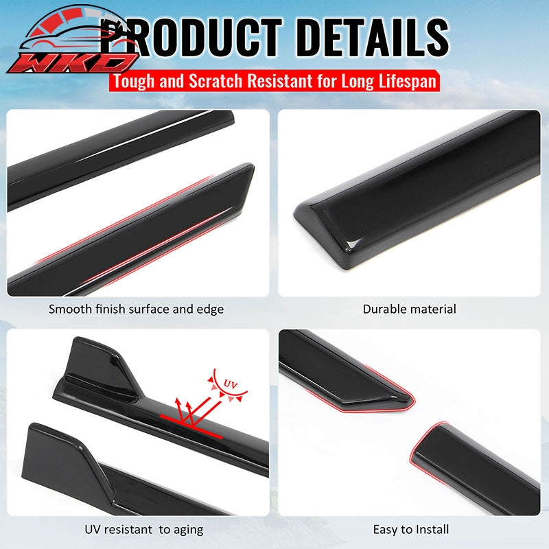 Fits 23-26 Subaru Solterra ST Style Side Skirt Extension Molding ABS Gloss Black