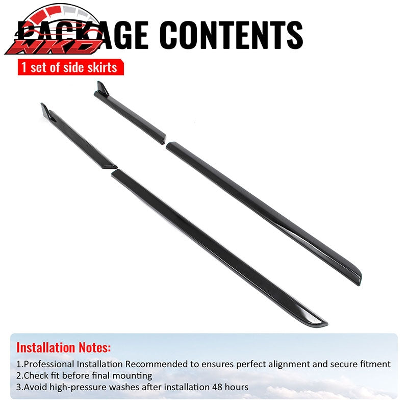 Fits 23-26 Subaru Solterra ST Style Side Skirt Extension Molding ABS Gloss Black
