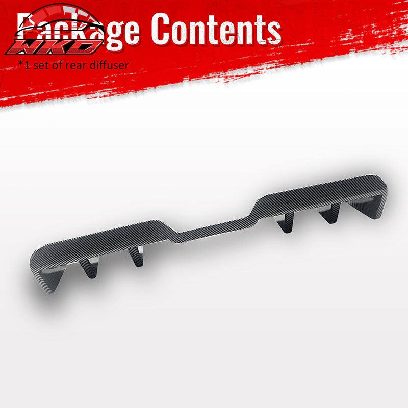 Fits 15-21 Subaru WRX HT Style 4-Fin Rear Bumper Diffuser ABS Carbon Fiber Print