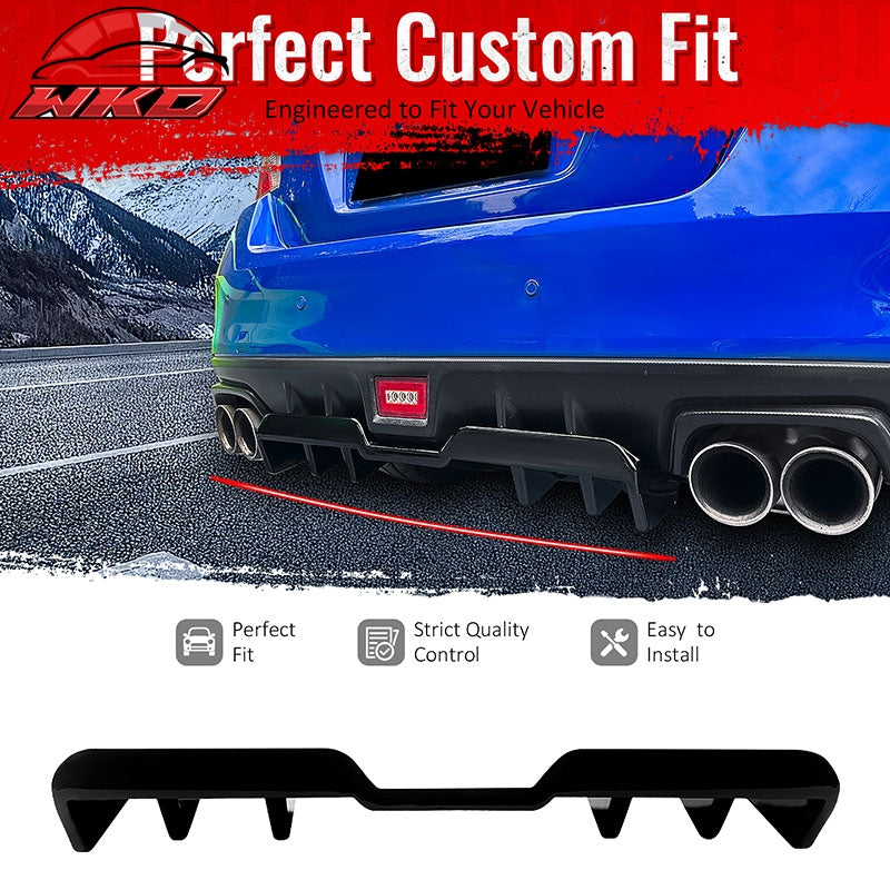 Fits 15-21 Subaru WRX HT Style Rear Bumper Diffuser Lip W/ 4-Fin ABS Gloss Black