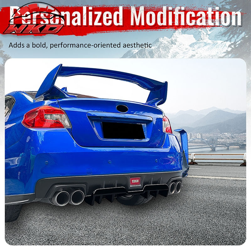 Fits 15-21 Subaru WRX HT Style Rear Bumper Diffuser Lip W/ 4-Fin ABS Gloss Black
