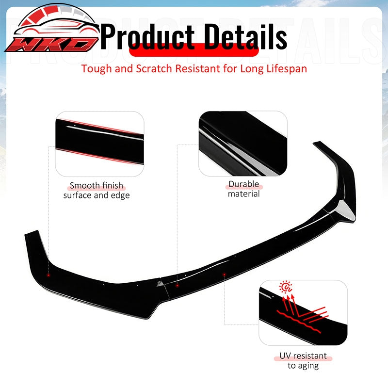 Fits 22-26 Subaru WRX IKON Style Front Bumper Lip Chin Splitter PP Gloss Black