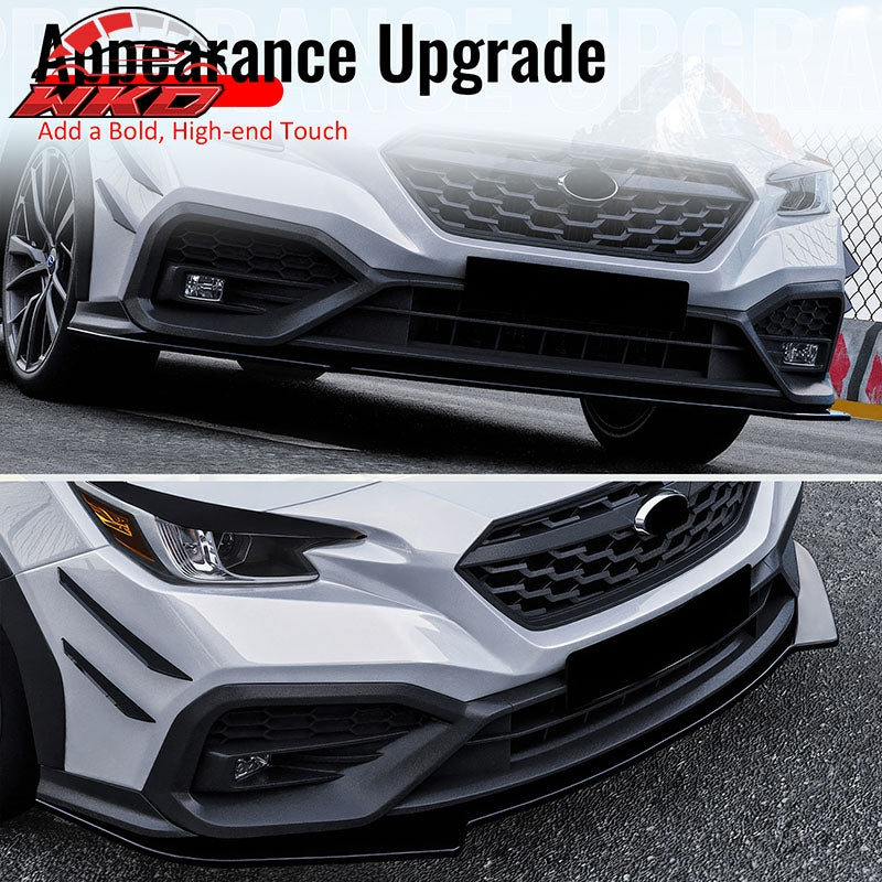 Fits 22-26 Subaru WRX IKON Style Front Bumper Lip Chin Splitter PP Gloss Black