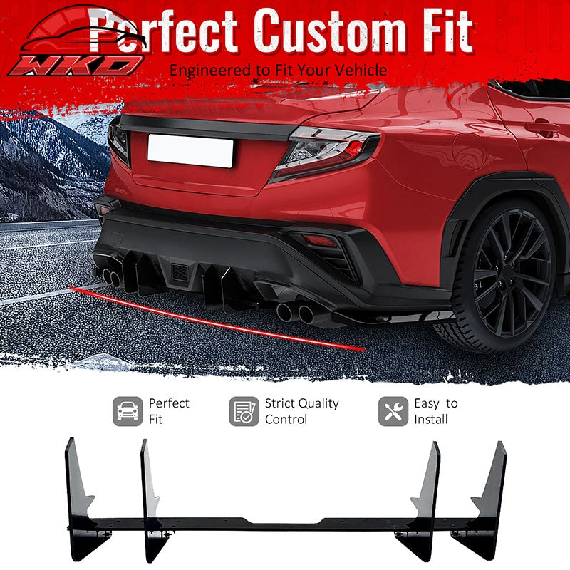 Fits 22-26 Subaru WRX IKON Style Rear Bumper Diffuser W/ 4-Fin ABS Gloss Black