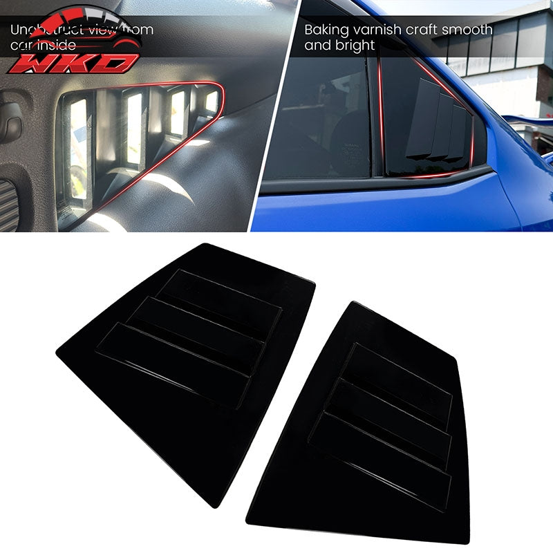 Fits 15-21 Subaru WRX IKON Style Side Window Louvers Vent Covers Gloss Black ABS