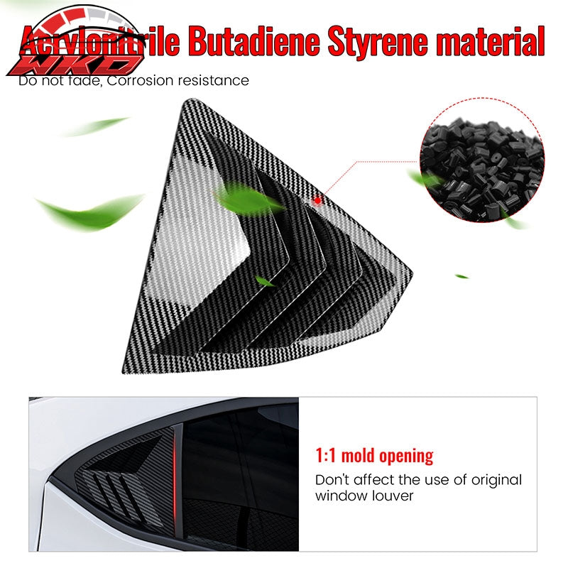 Fits 22-26 Subaru WRX IKON Side Window Louvers Vent Cover Carbon Fiber Print ABS