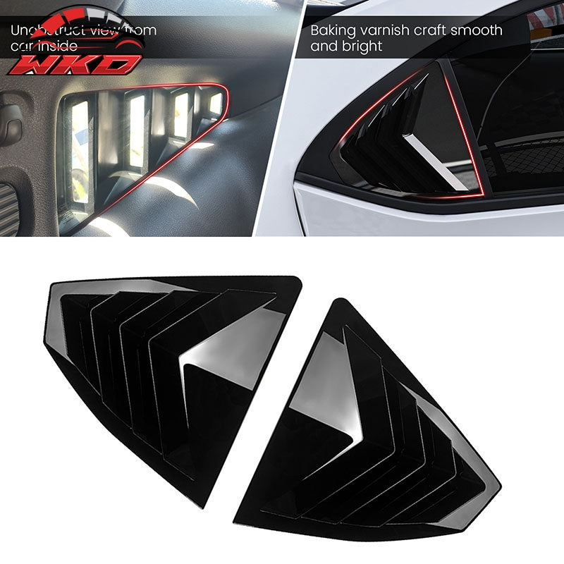 Fits 22-26 Subaru WRX IKON Style Side Window Louvers Vent Covers Gloss Black ABS