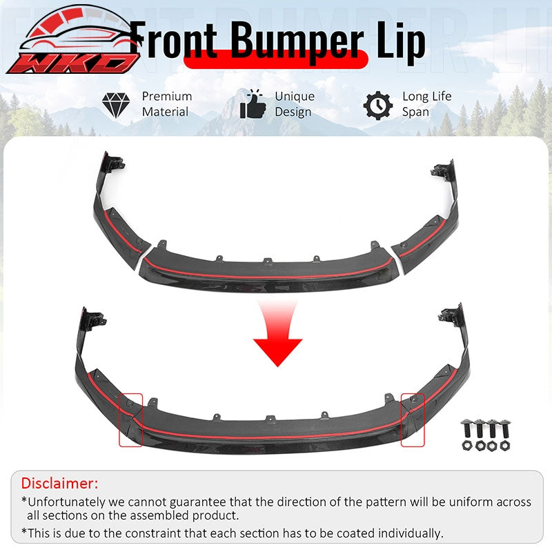 Wholesale 22-26 Subaru WRX OI Style Front Bumper Lip Spoiler Real Carbon Fiber 3PCS - Wikond Auto