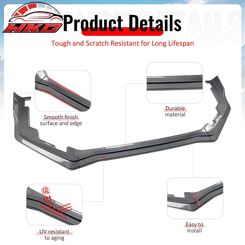 For 15-21 Subaru WRX STI CS2 Front Bumper Lip Chin Spoiler PP Carbon Fiber Print