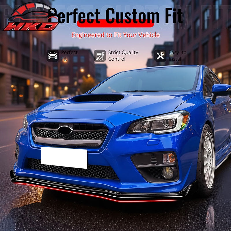 For 15-21 Subaru WRX STI CS2 Style Front Bumper Lip Chin Splitter PP Gloss Black