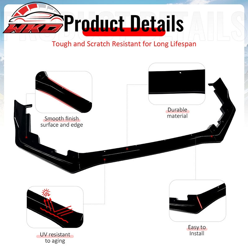 For 15-21 Subaru WRX STI CS2 Style Front Bumper Lip Chin Splitter PP Gloss Black