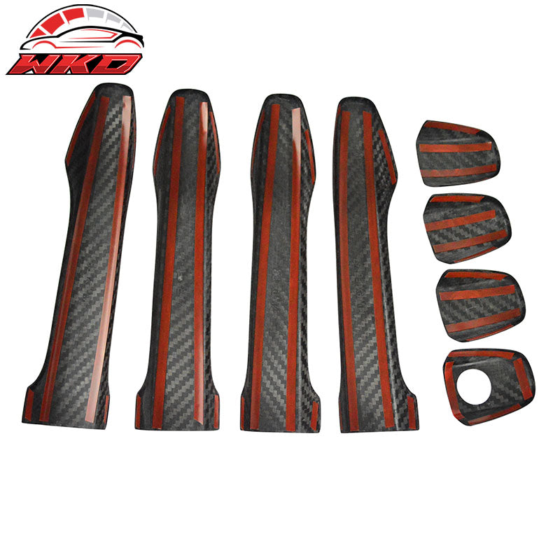 Fits 15-21 Subaru WRX STI Sedan Matte Carbon Fiber Door Handle Cover Trim 8 PCS