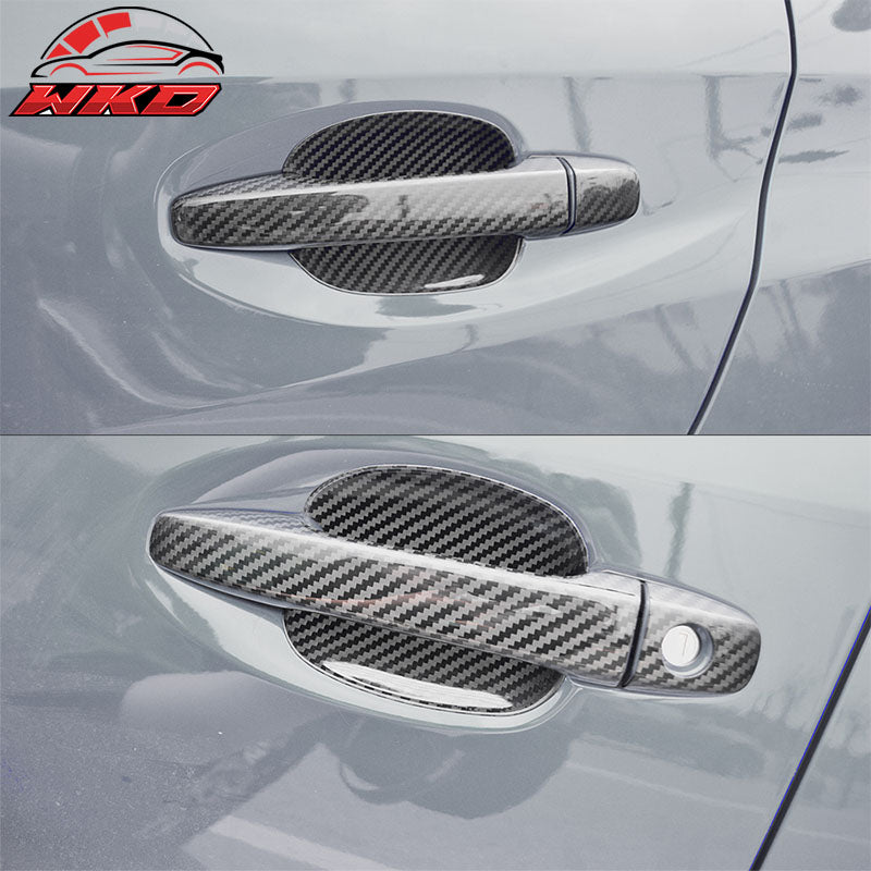 Fits 15-21 Subaru WRX STI Sedan Matte Carbon Fiber Door Handle Cover Trim 8 PCS
