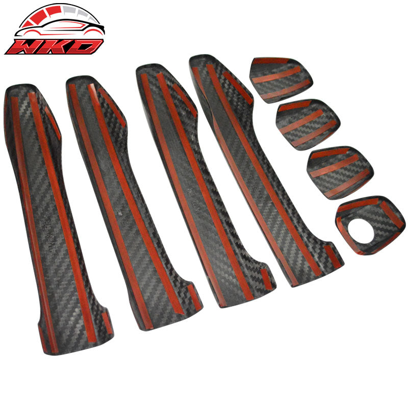 Fits 15-21 Subaru WRX STI Sedan Matte Carbon Fiber Door Handle Cover Trim 8 PCS