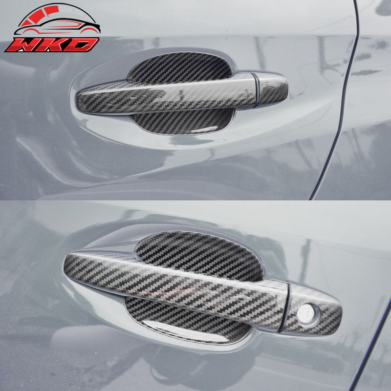 Fits 15-21 Subaru WRX STI Sedan Matte Carbon Fiber Door Handle Cover Trim 8 PCS