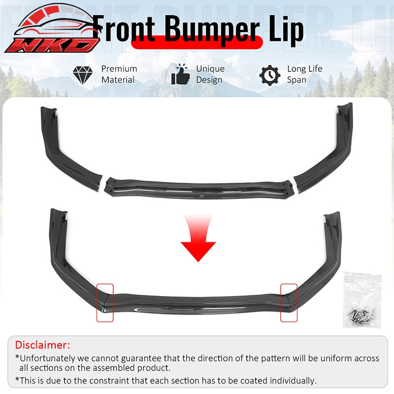 Wholesale 15-17 Subaru WRX STI Front Bumper Lip 3PC CS Style Carbon Fiber Print Kit - Wikond Auto