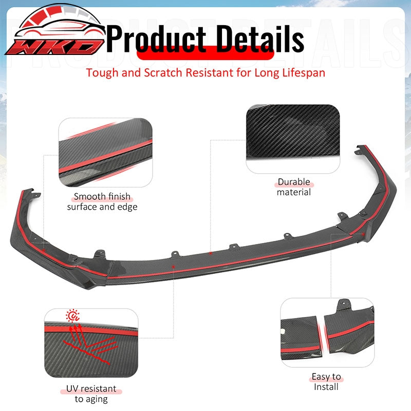 Wholesale 22-26 Subaru WRX STI Style Front Bumper Lip Spoiler Real Carbon Fiber 3PCS - Wikond Auto