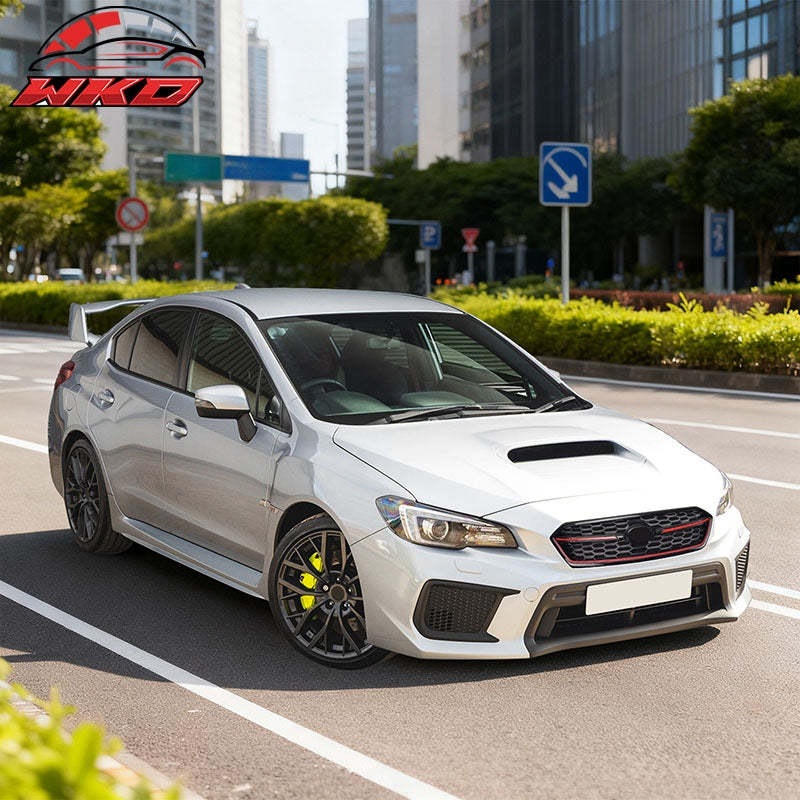 Fits 18-21 Subaru WRX STI Style Front Bumper Upper Grille Gloss Black W/Red Trim